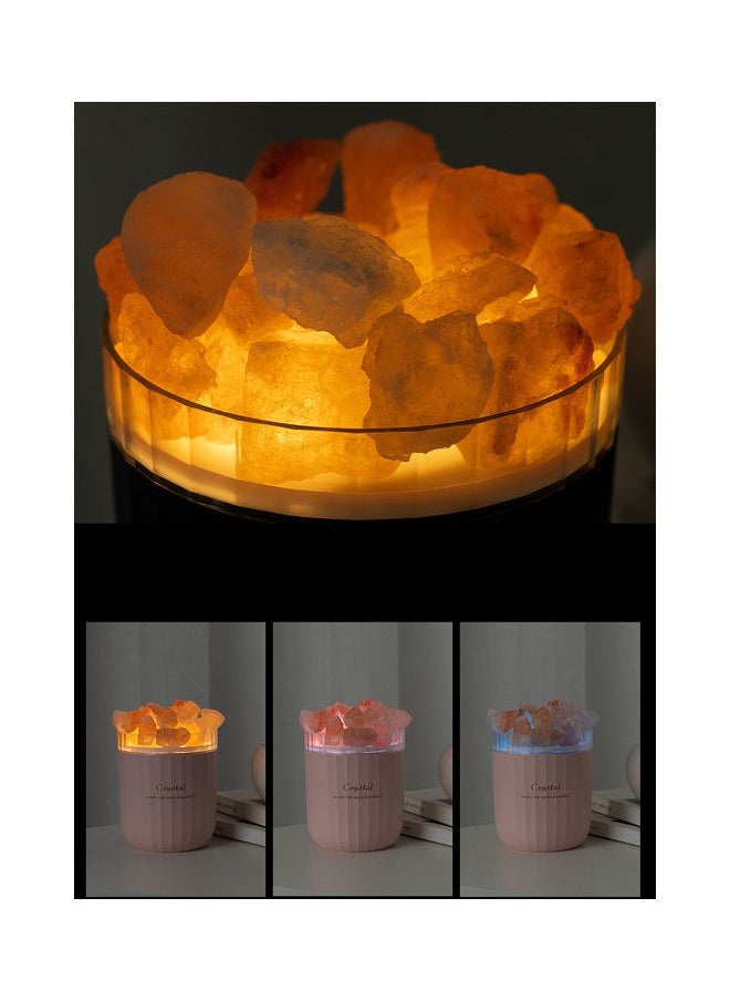 USB Rechargeable Crystal Salt Stone Humidifier Pink