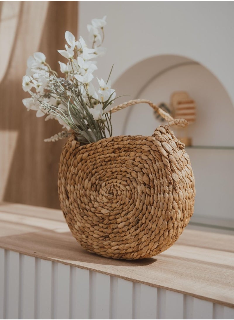 Handwoven Round Boho Crossbody Bag – Rattan Shoulder Purse with Long Strap | Vintage Straw Woven Handbag for Women