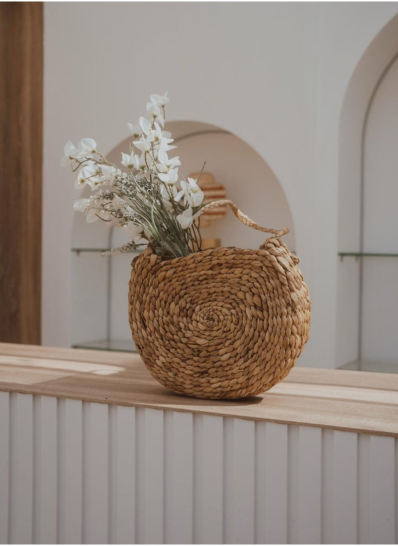 Handwoven Round Boho Crossbody Bag – Rattan Shoulder Purse with Long Strap | Vintage Straw Woven Handbag for Women