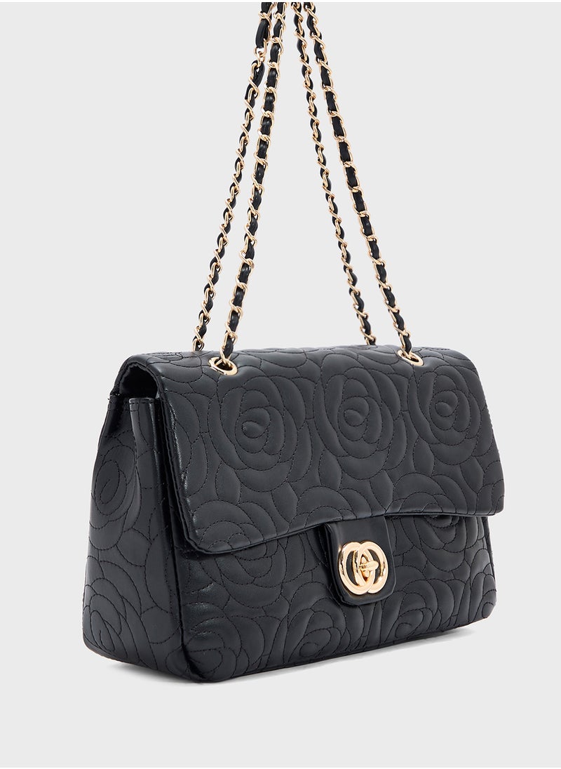 Rose Floral Embroidered Crossbody Bag
