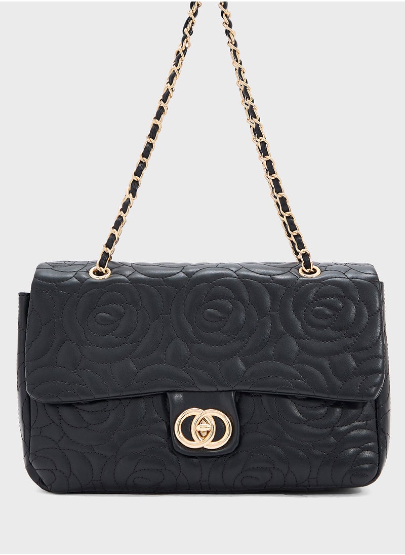 Rose Floral Embroidered Crossbody Bag