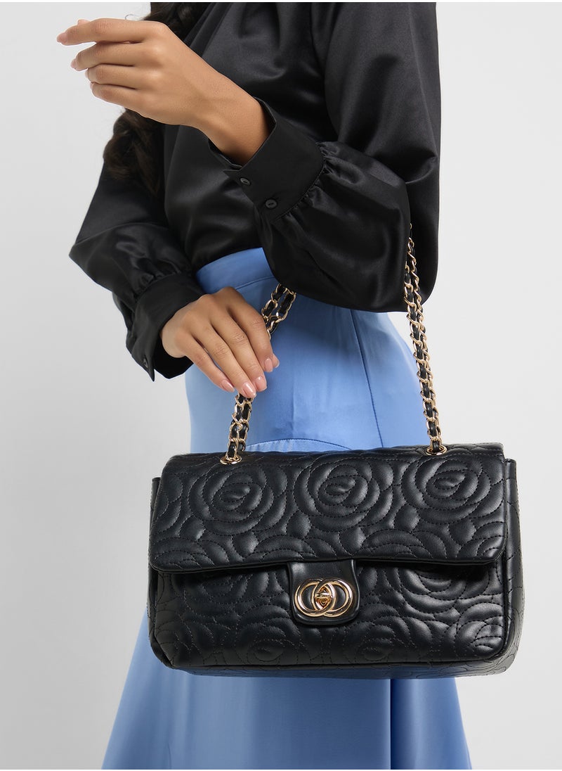 Rose Floral Embroidered Crossbody Bag