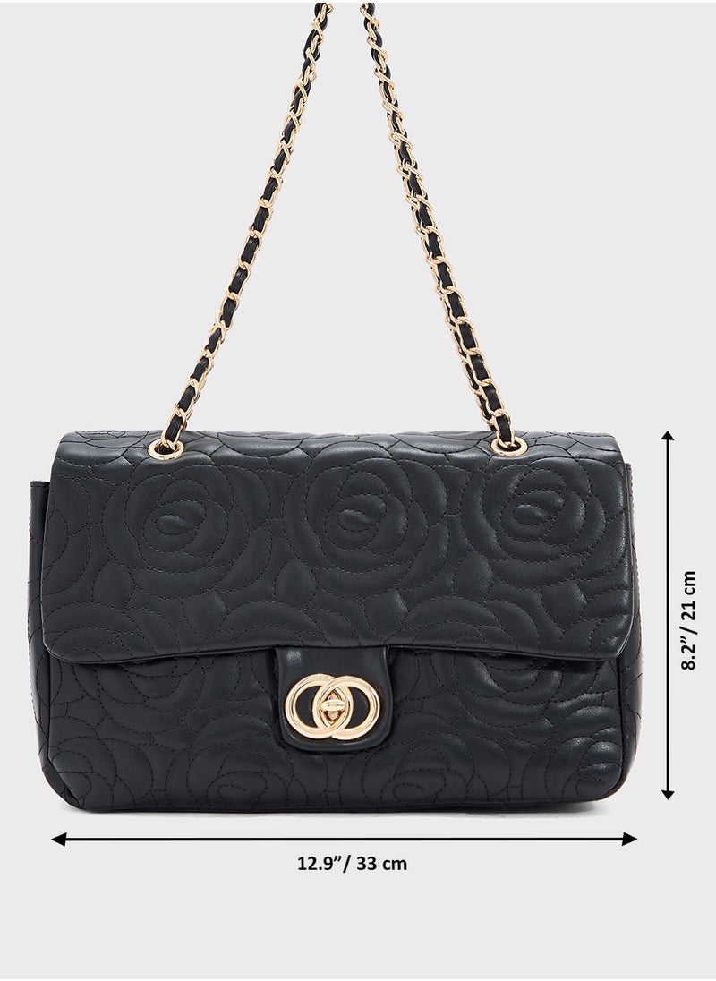 Rose Floral Embroidered Crossbody Bag