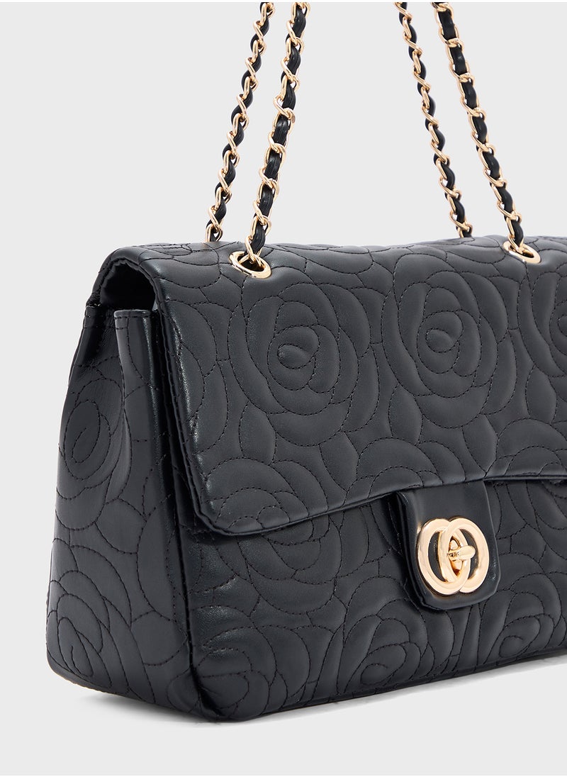 Rose Floral Embroidered Crossbody Bag
