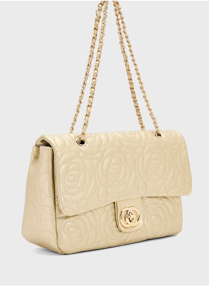 Rose Floral Embroidered Crossbody Bag