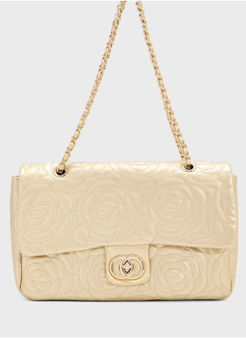 Rose Floral Embroidered Crossbody Bag