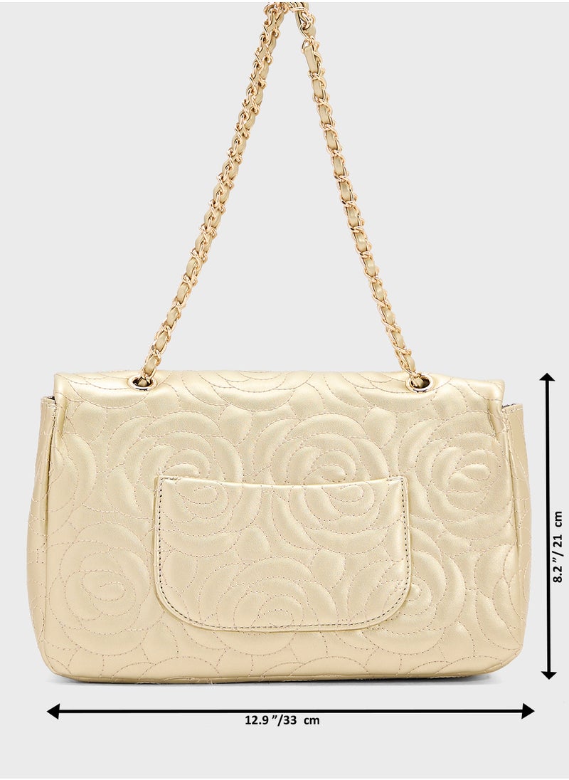 Rose Floral Embroidered Crossbody Bag