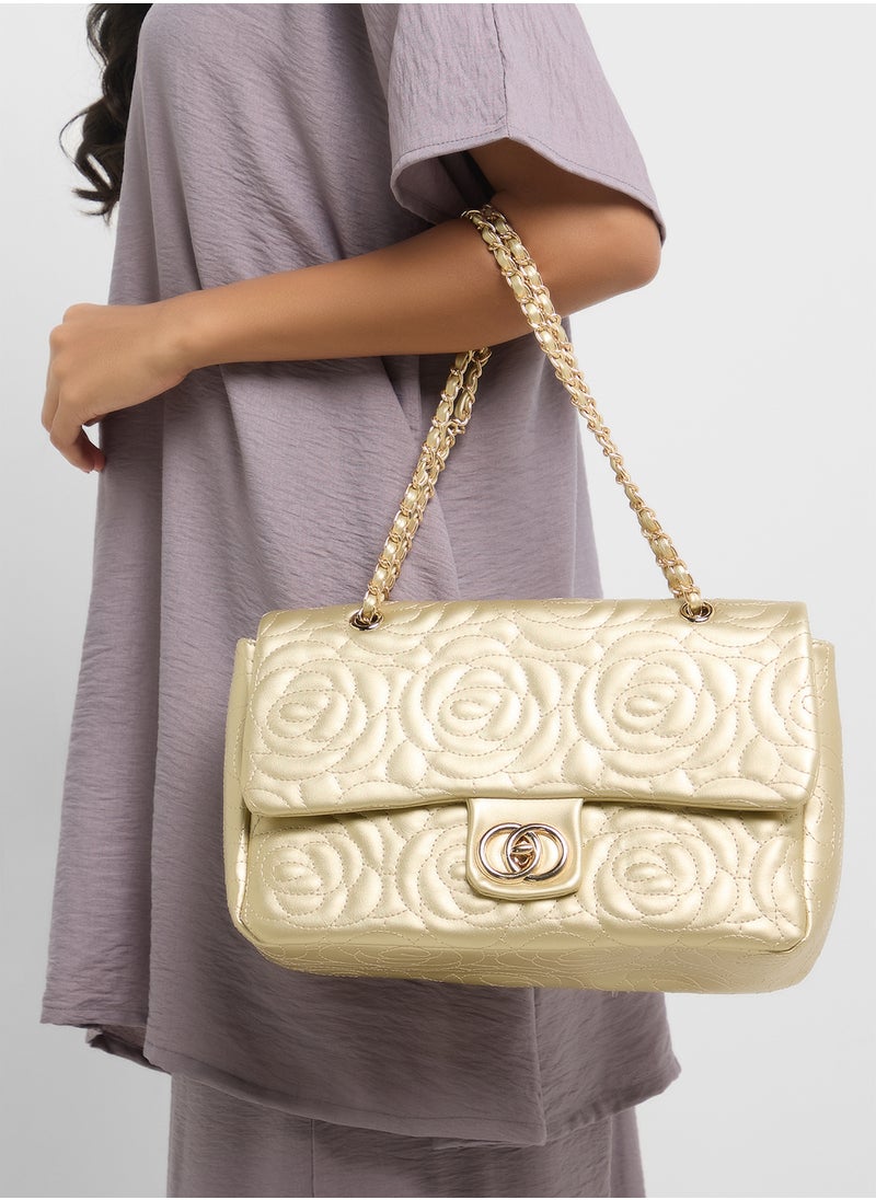 Rose Floral Embroidered Crossbody Bag