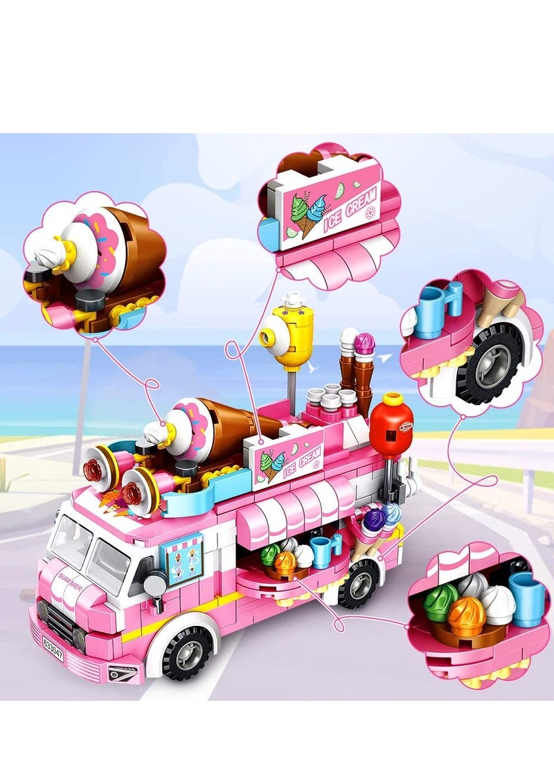 Girls Building Blocks Toys, 553 PCS Ice Cream Trucks Toys for 6 Year Old Kids, 25 Models Food Cars Construction Building Block Kits, Educational Toys Gifts for Age 6 12 + Year Old Kids