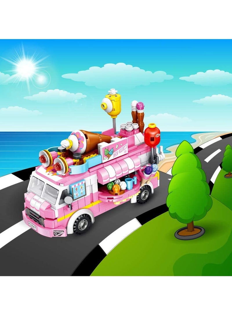 Girls Building Blocks Toys, 553 PCS Ice Cream Trucks Toys for 6 Year Old Kids, 25 Models Food Cars Construction Building Block Kits, Educational Toys Gifts for Age 6 12 + Year Old Kids