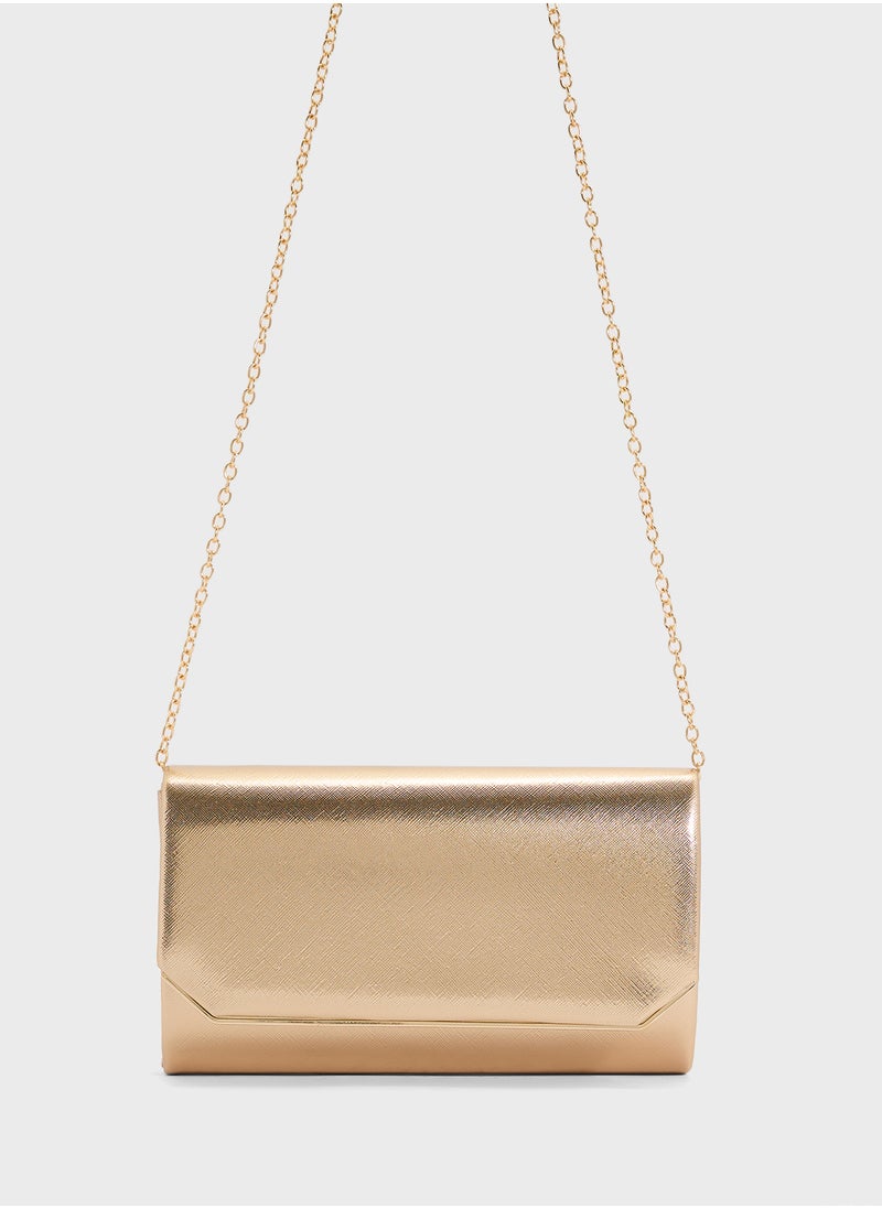 Metal Edge Detail Clutch Bag