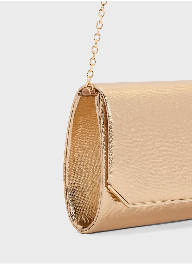 Metal Edge Detail Clutch Bag