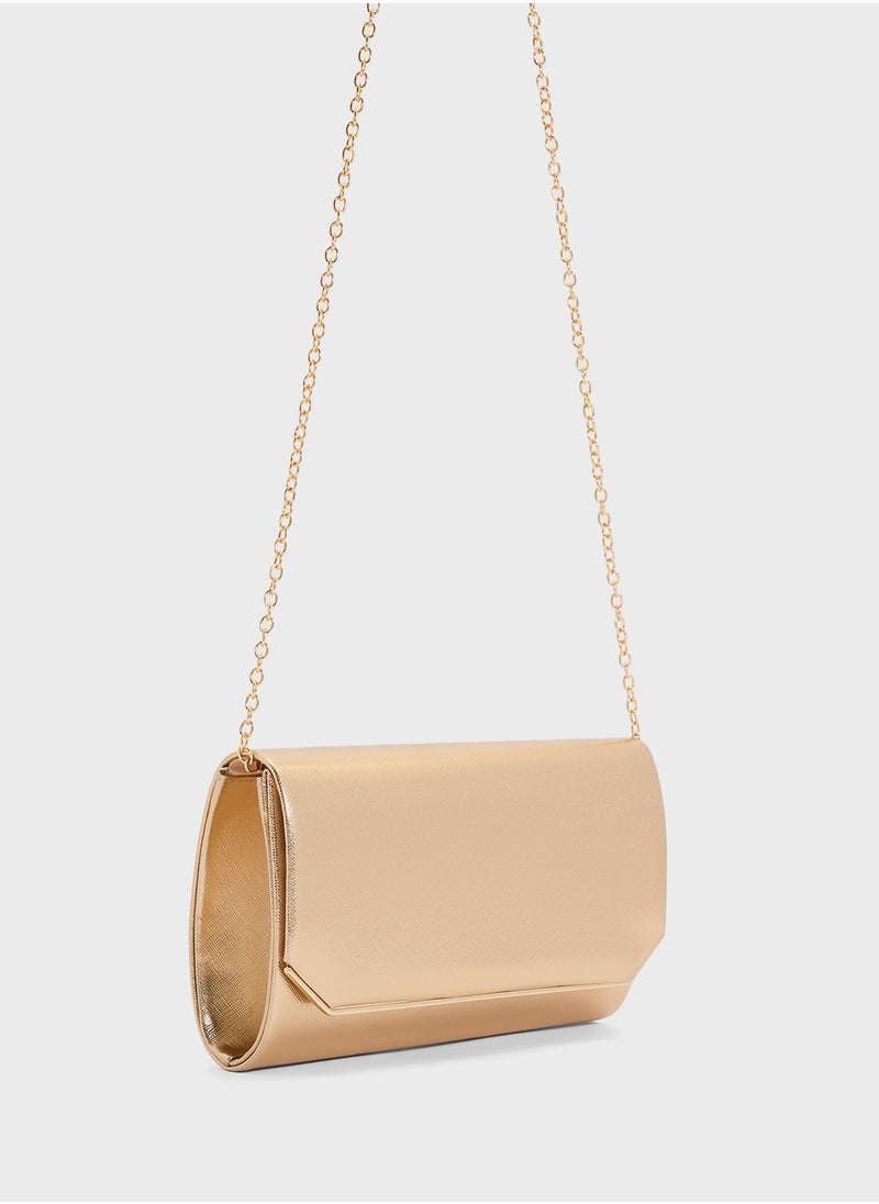 Metal Edge Detail Clutch Bag