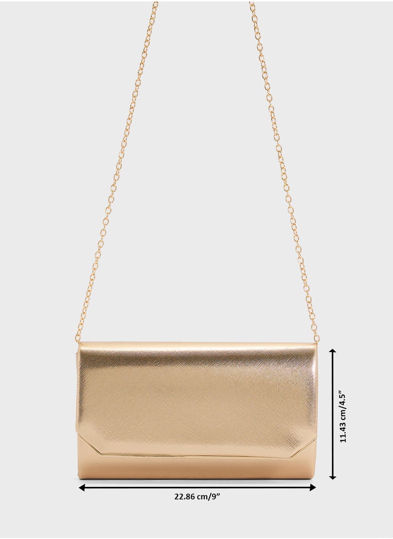 Metal Edge Detail Clutch Bag