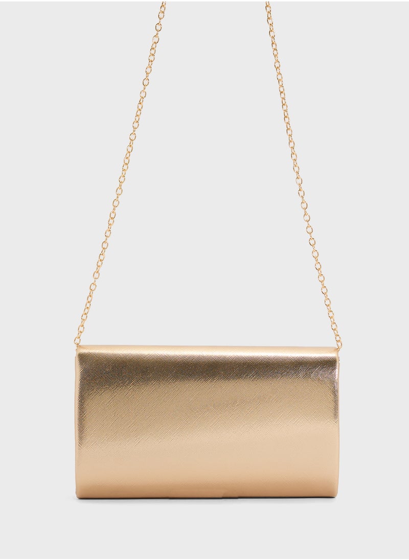 Metal Edge Detail Clutch Bag