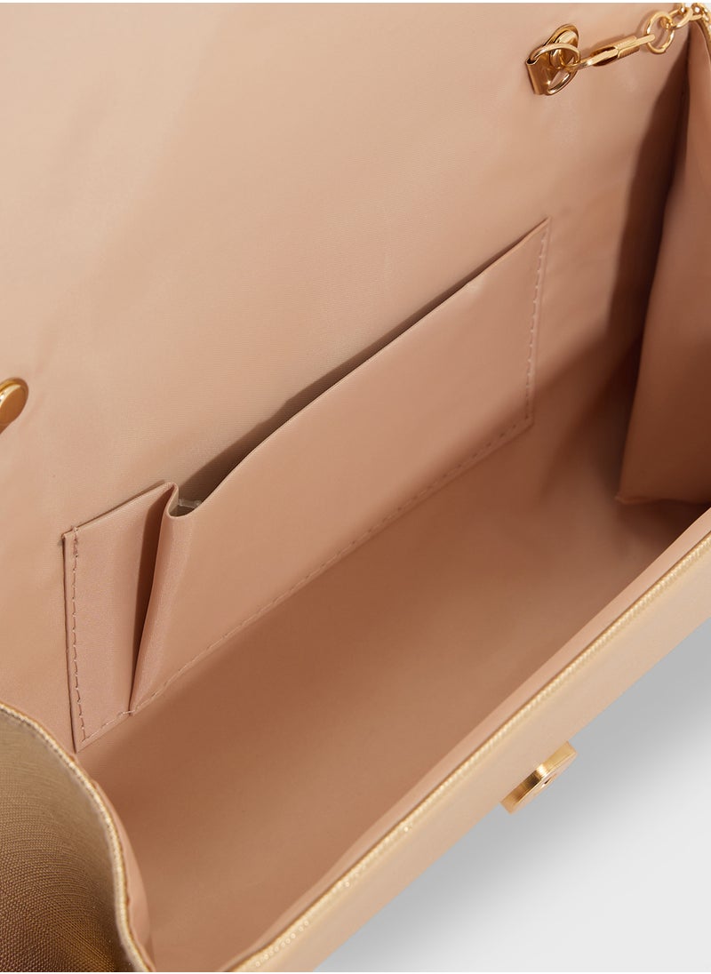 Metal Edge Detail Clutch Bag