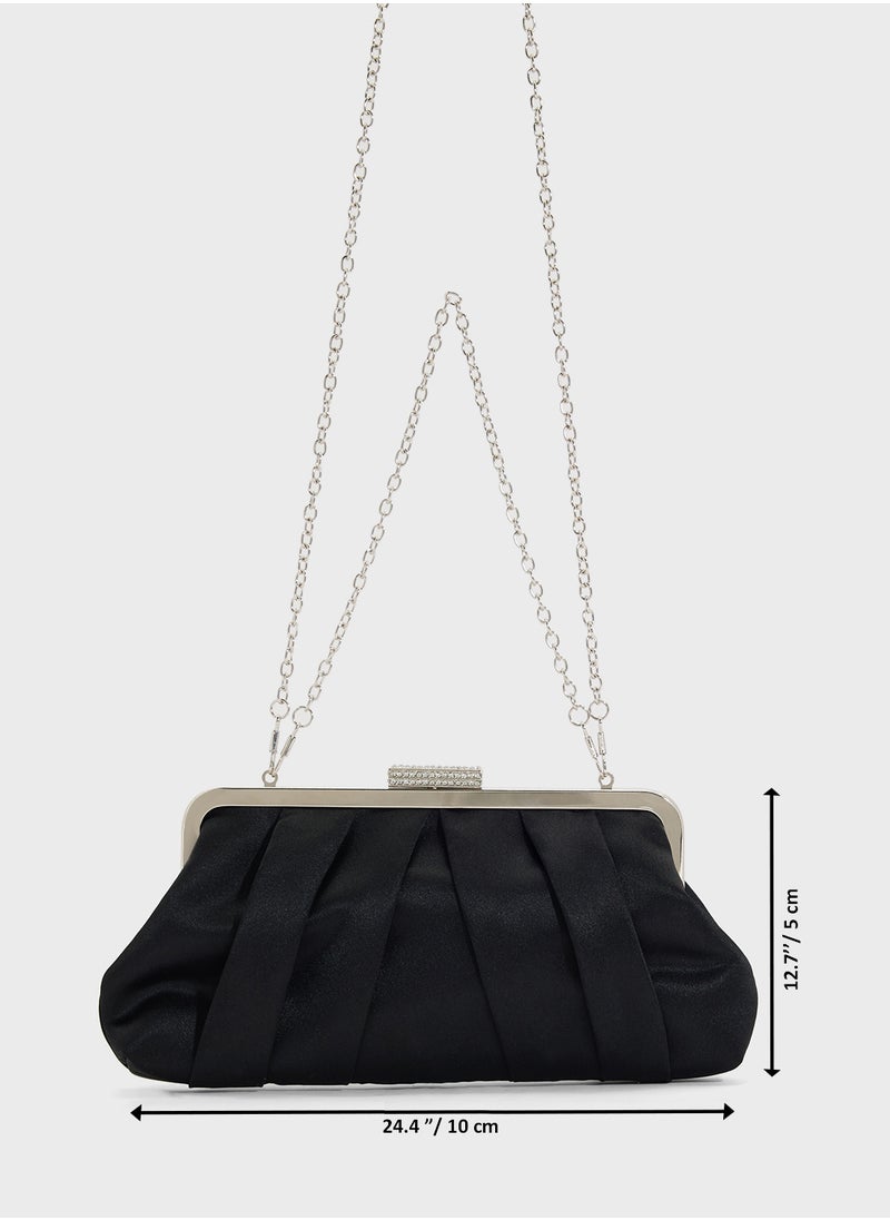 Pleated Satin Clutch Bag