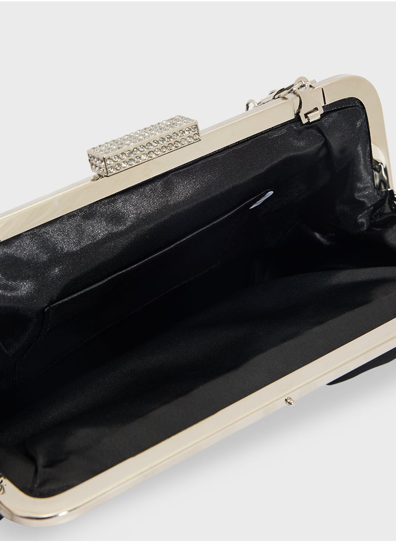 Pleated Satin Clutch Bag