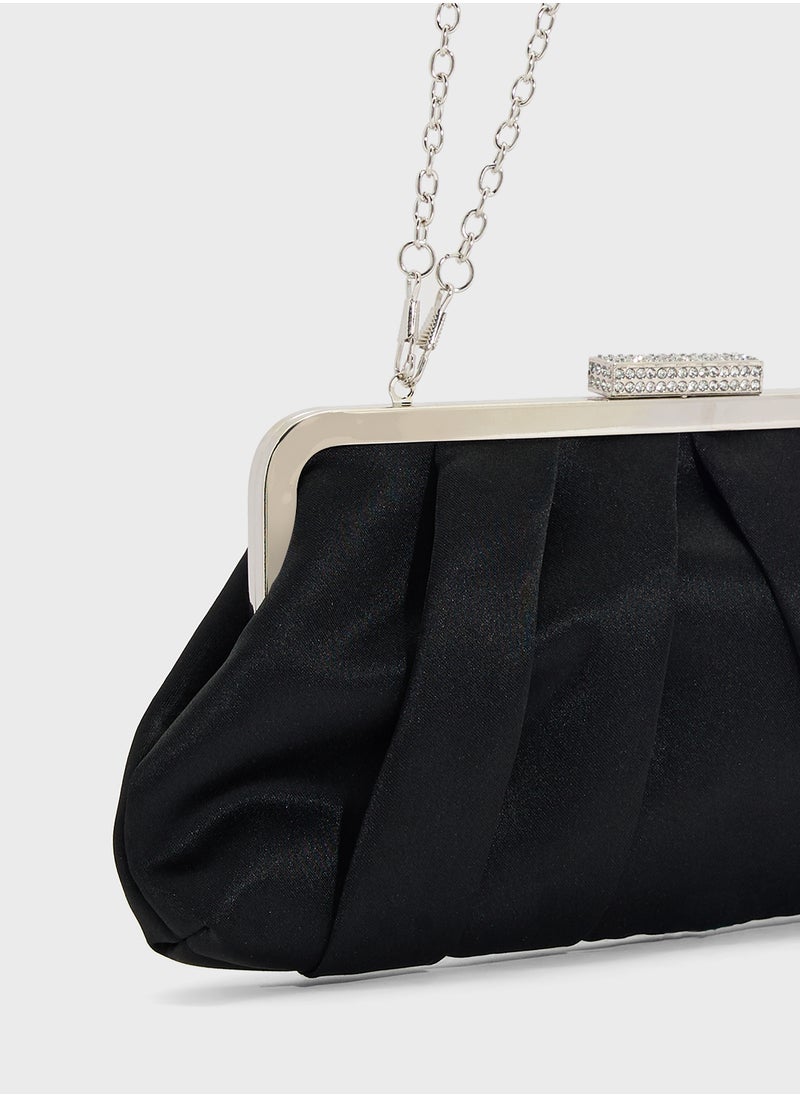 Pleated Satin Clutch Bag