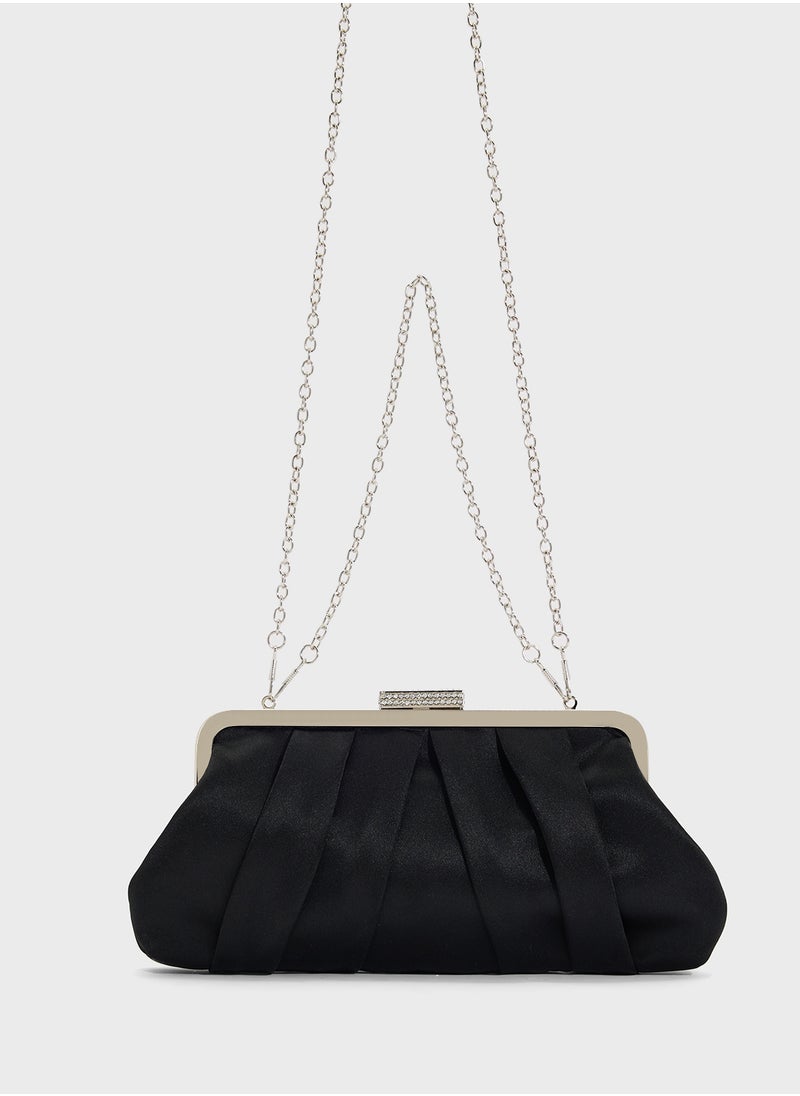 Pleated Satin Clutch Bag