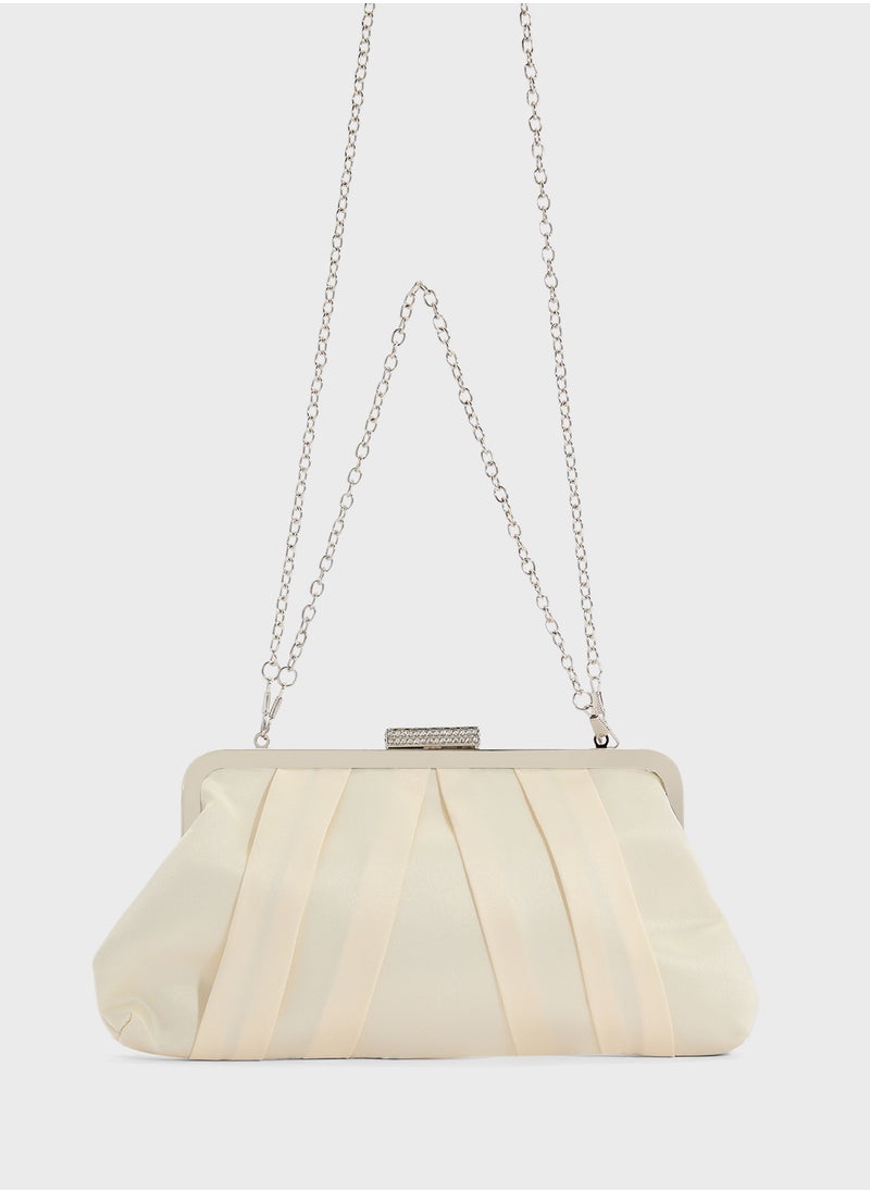 Pleated Satin Clutch Bag