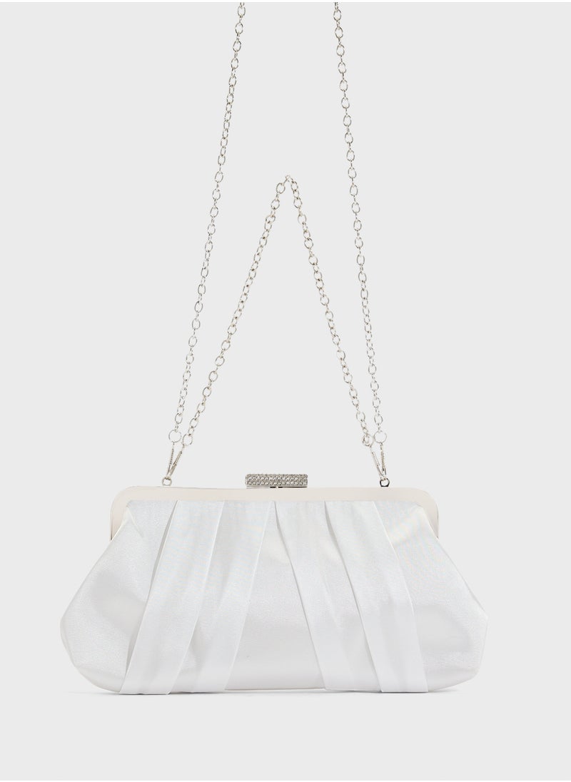 Pleated Satin Clutch Bag