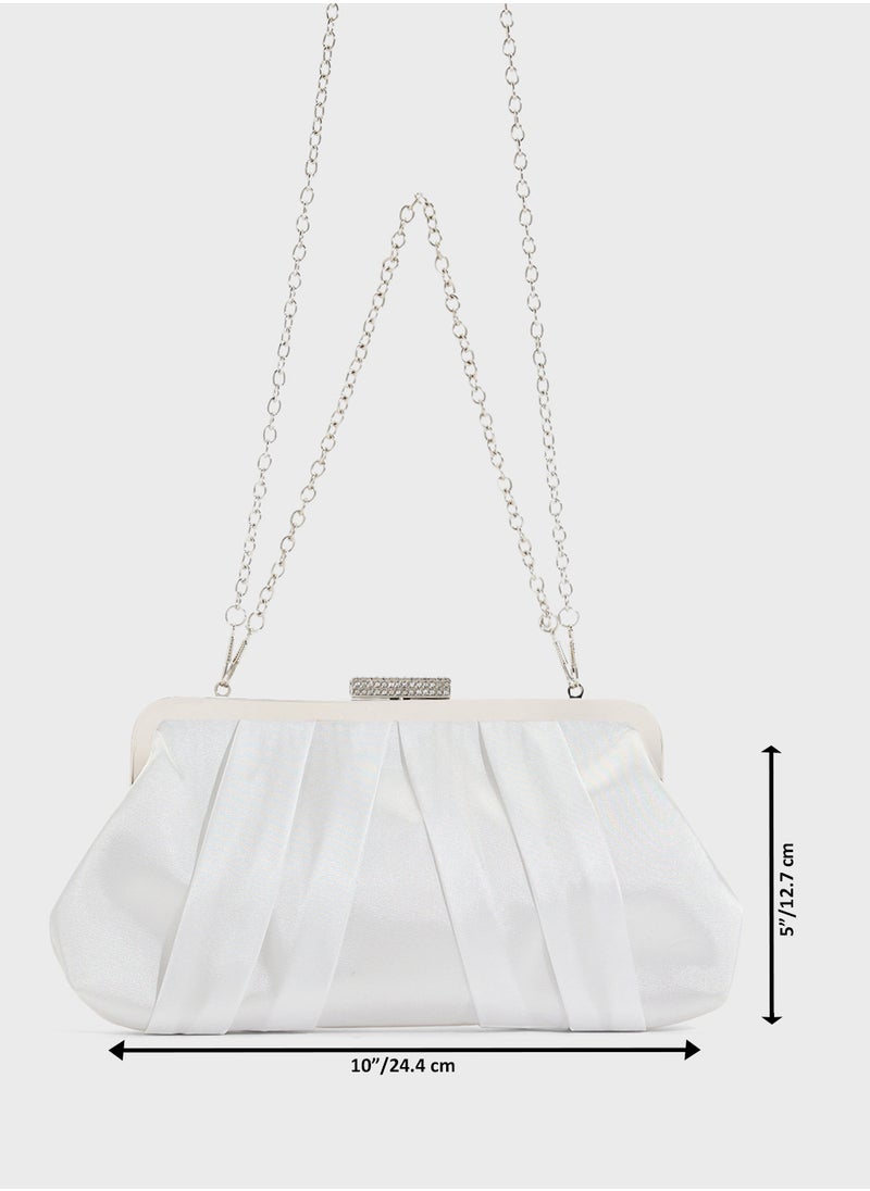 Pleated Satin Clutch Bag