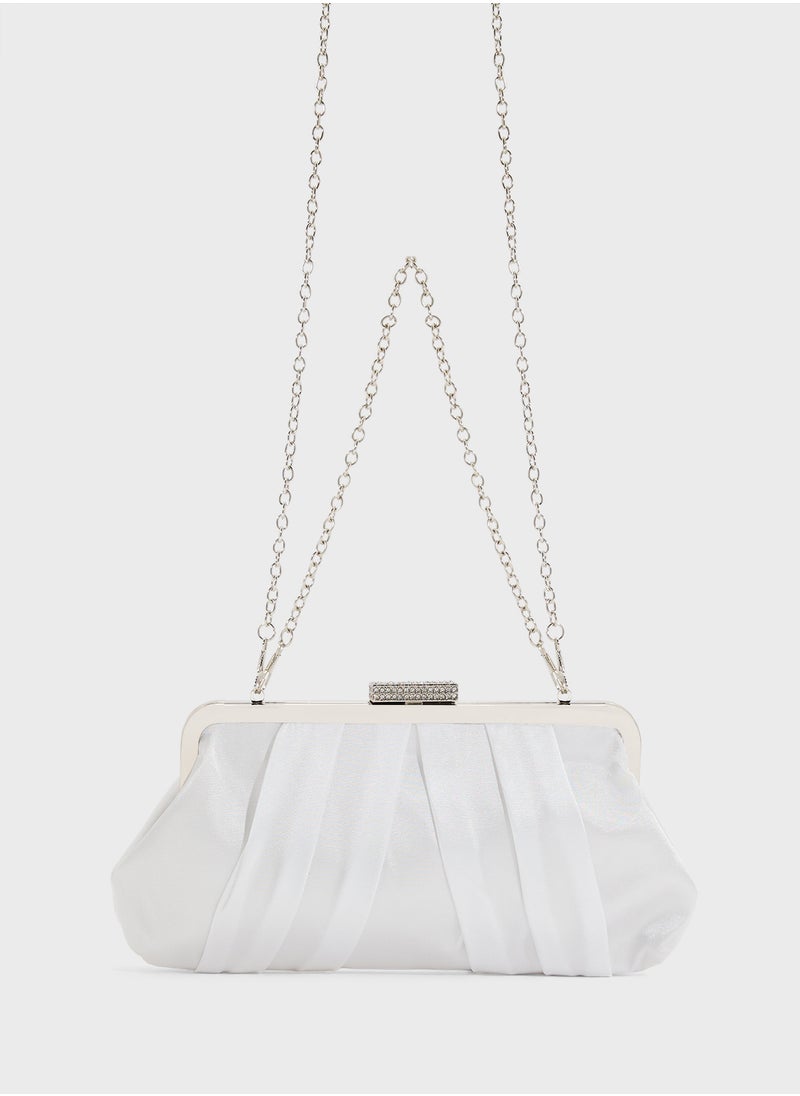 Pleated Satin Clutch Bag