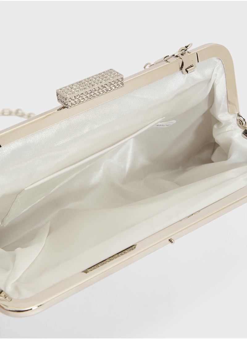 Pleated Satin Clutch Bag