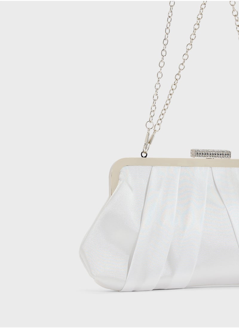 Pleated Satin Clutch Bag