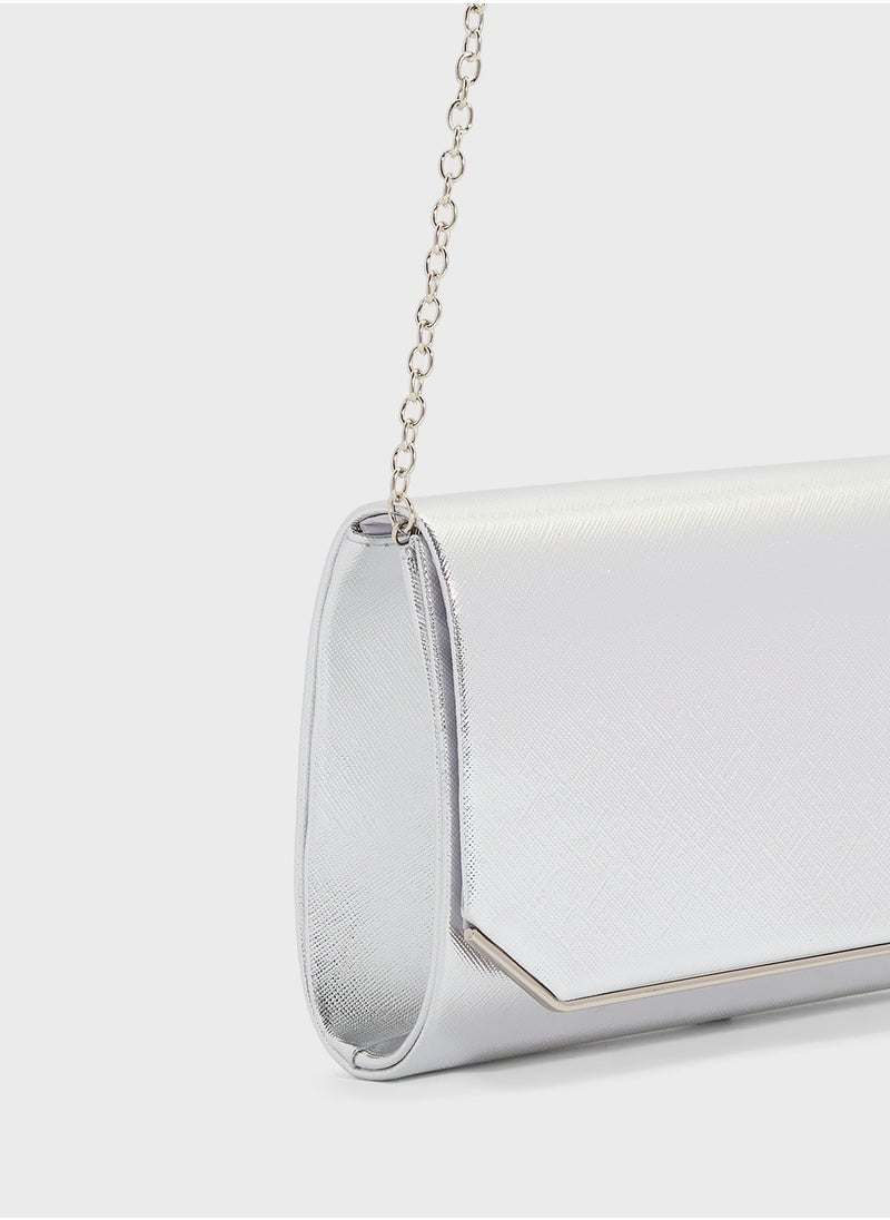 Metal Edge Detail Clutch Bag