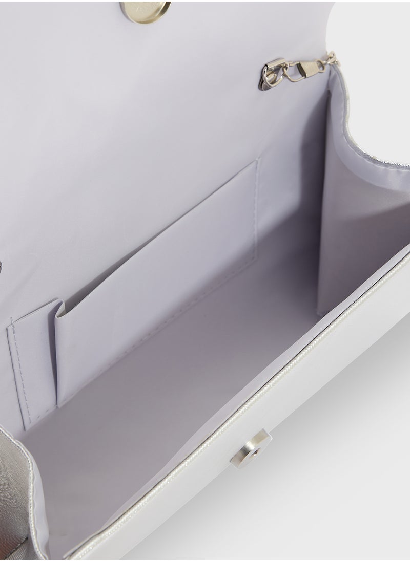 Metal Edge Detail Clutch Bag