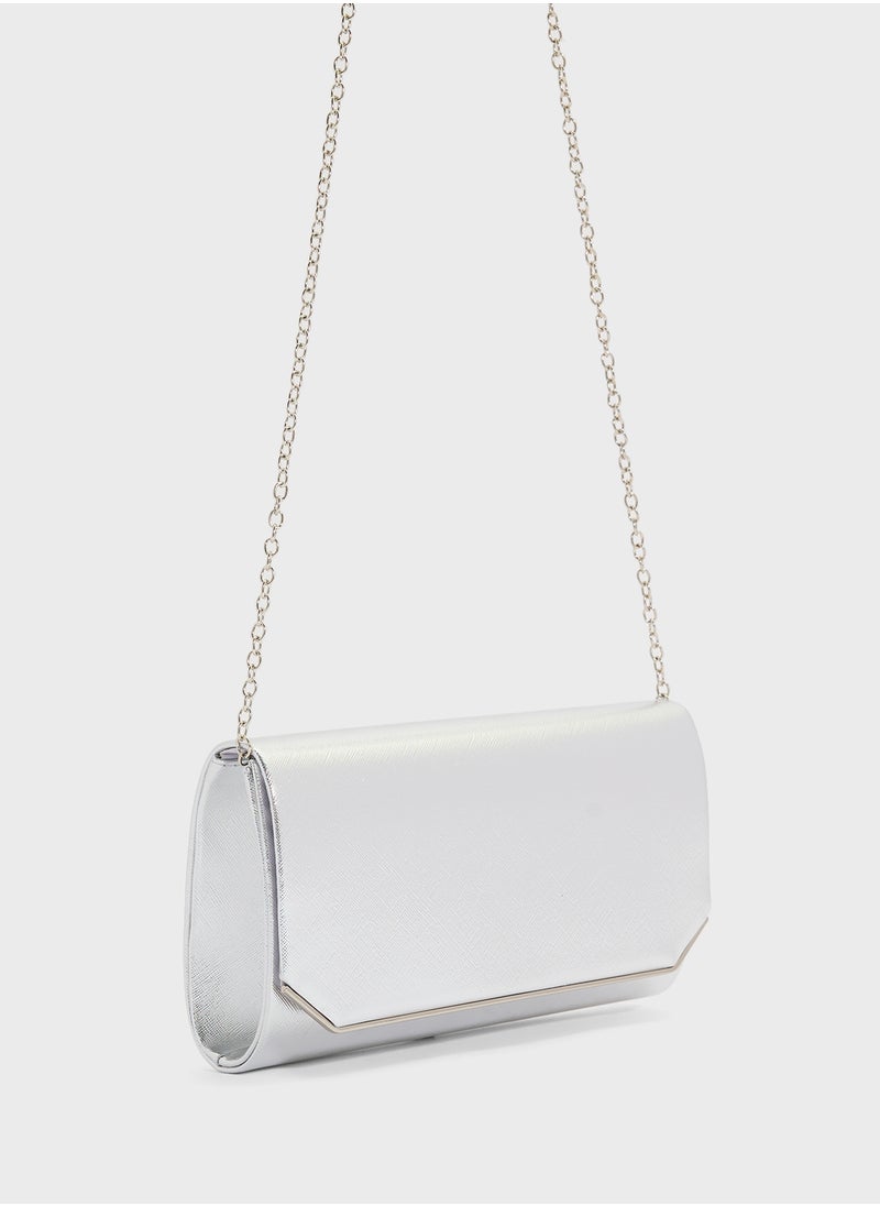Metal Edge Detail Clutch Bag