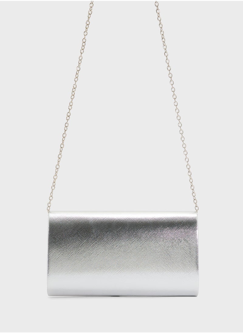 Metal Edge Detail Clutch Bag