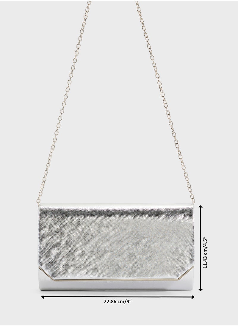 Metal Edge Detail Clutch Bag