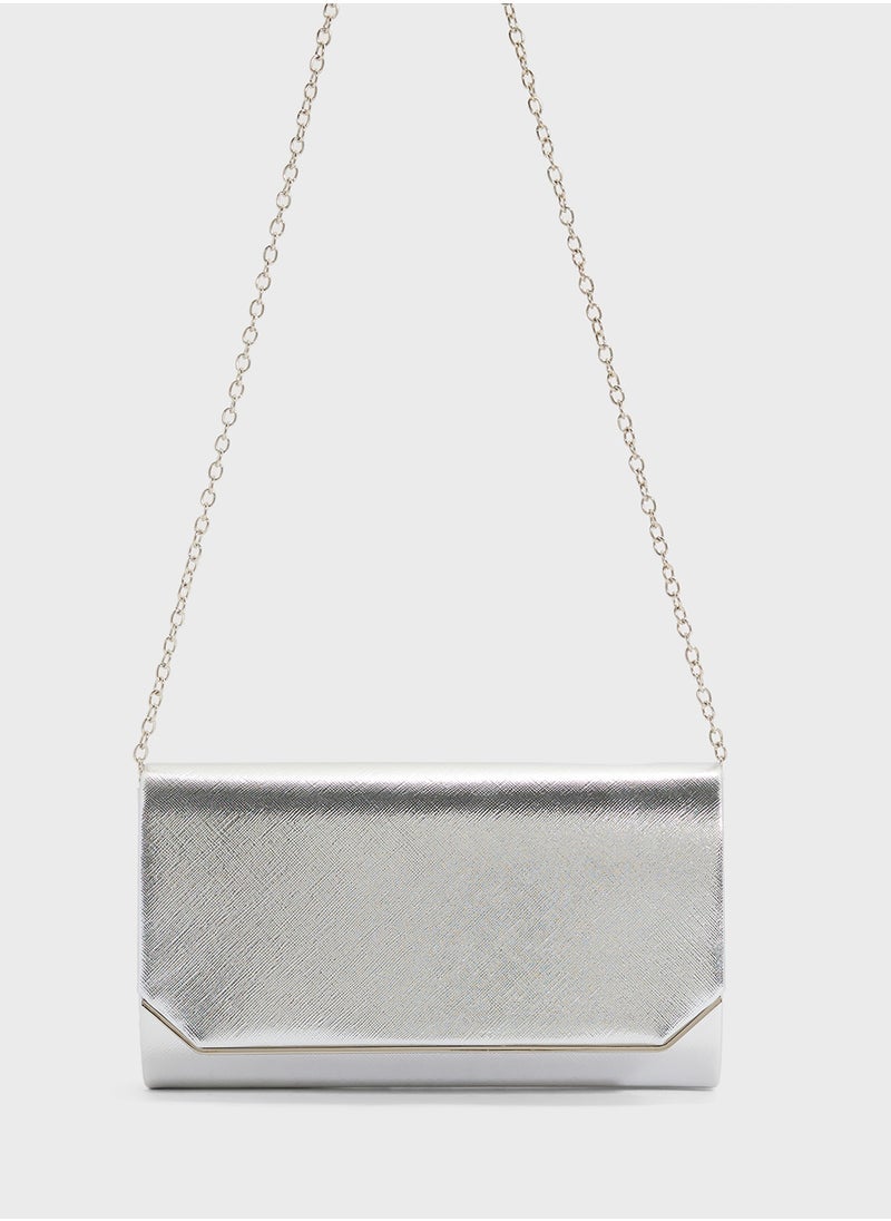 Metal Edge Detail Clutch Bag
