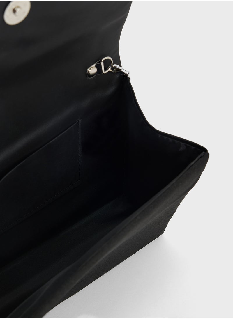 Pleated Embellished Clutch Bag