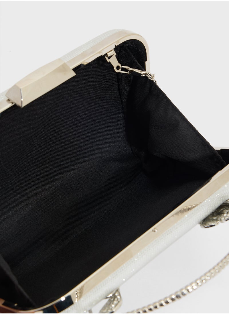 Floral Detail Diamante Clutch Bag