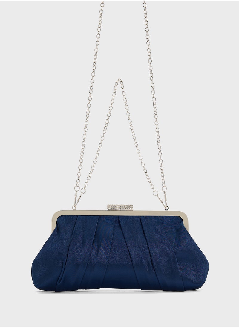 Pleated Satin Clutch Bag