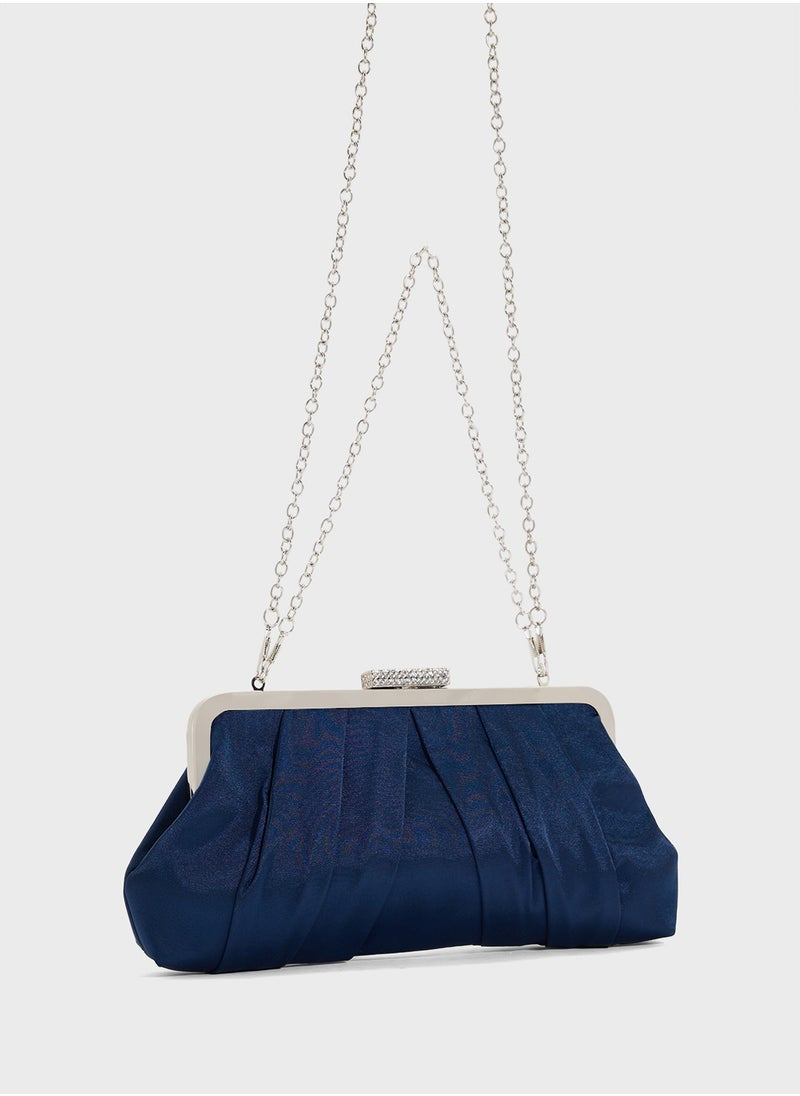 Pleated Satin Clutch Bag