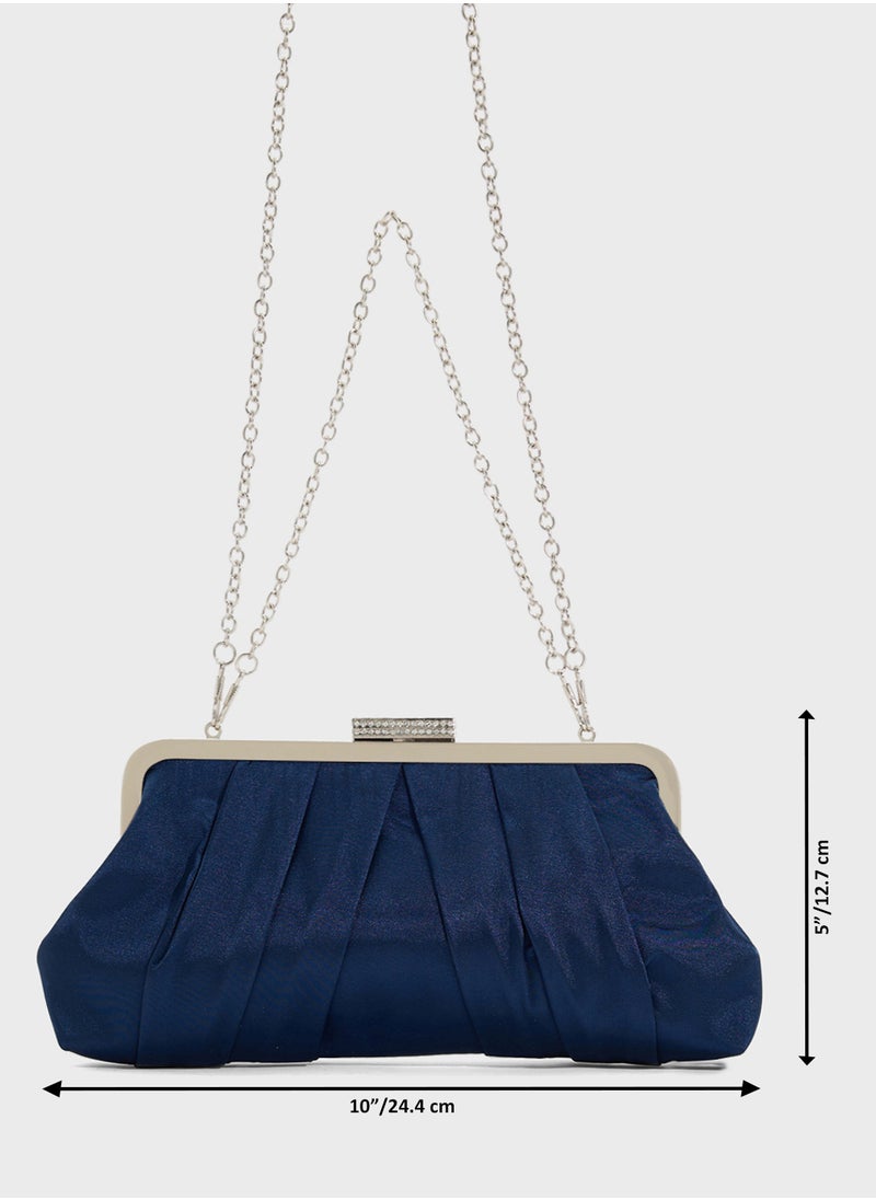 Pleated Satin Clutch Bag