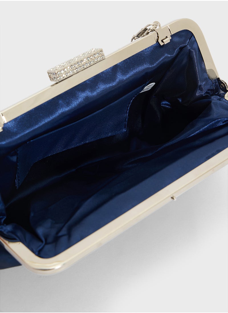 Pleated Satin Clutch Bag