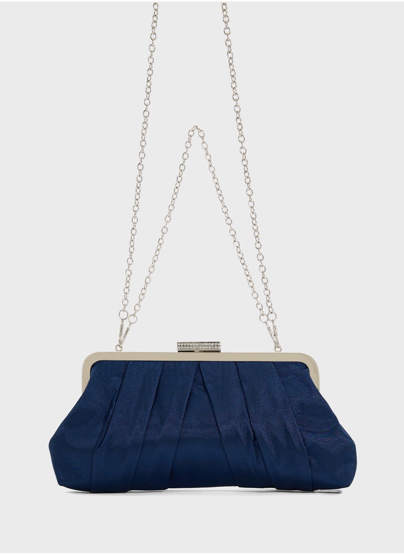 Pleated Satin Clutch Bag