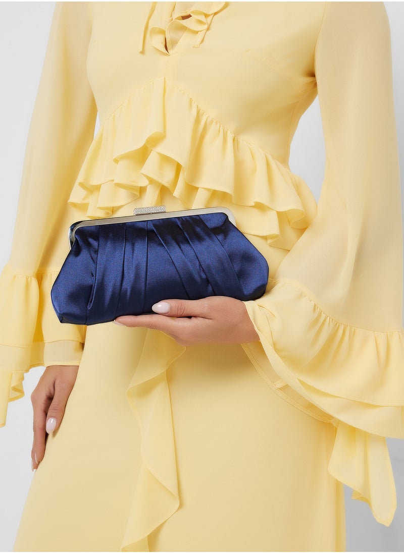 Pleated Satin Clutch Bag