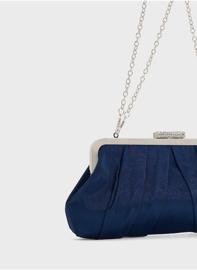 Pleated Satin Clutch Bag