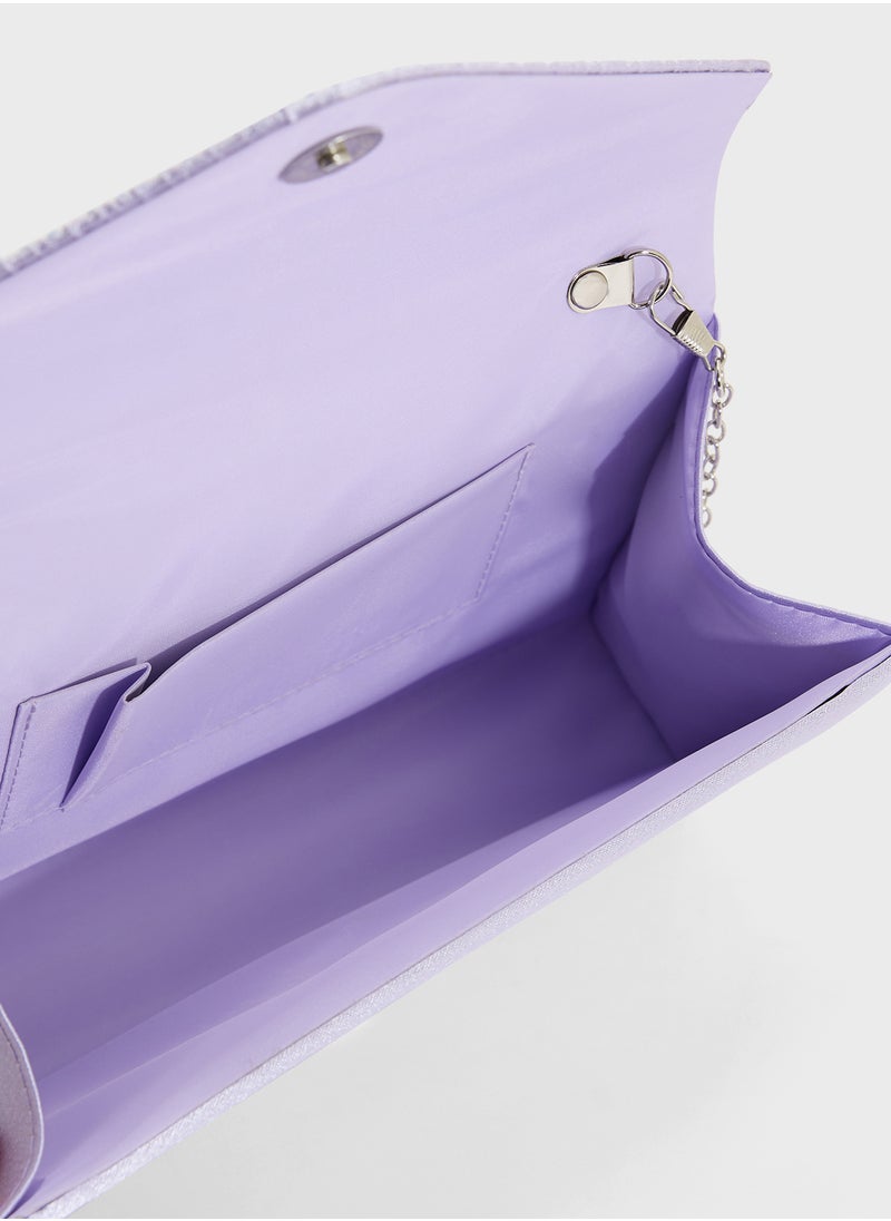 Pleated Embellished Clutch Bag