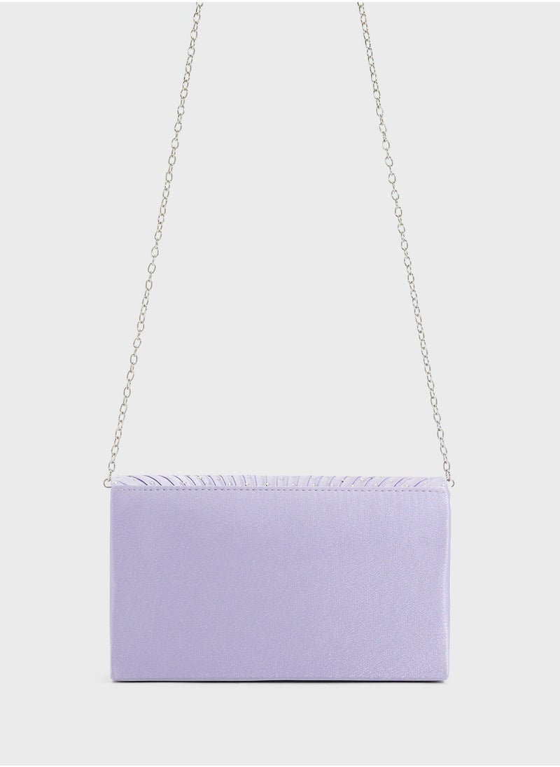 Pleated Embellished Clutch Bag