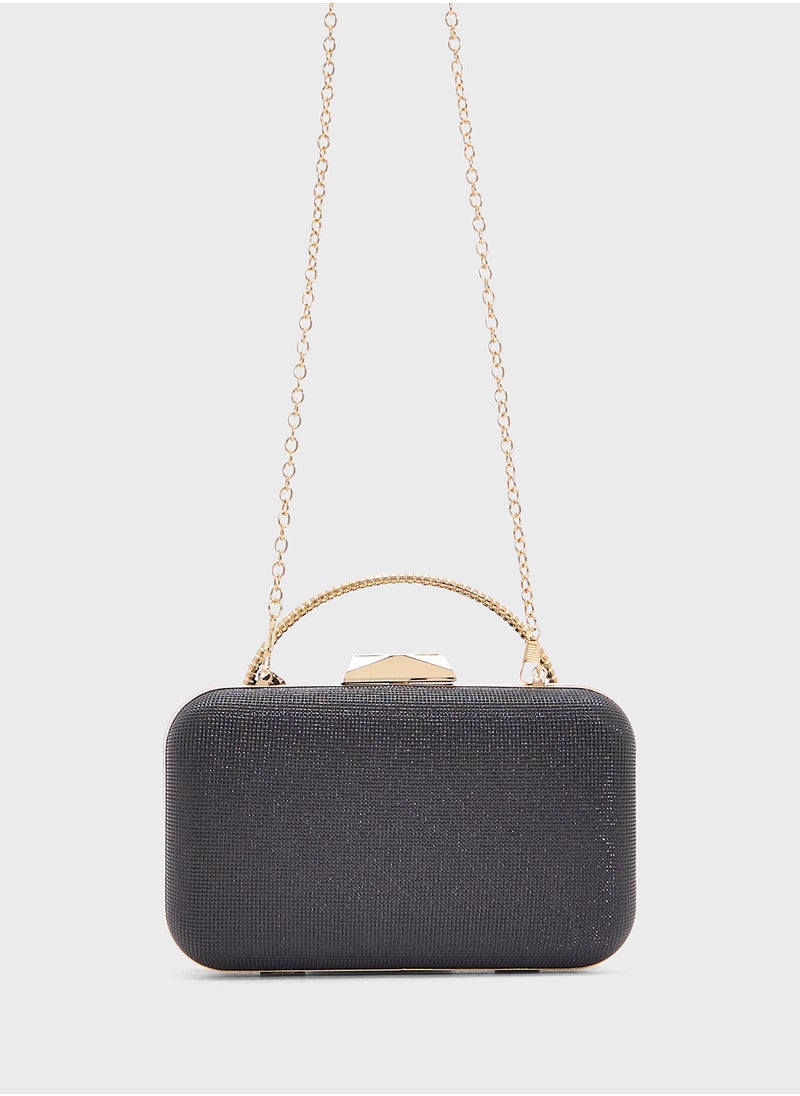 Floral Detail Diamante Clutch Bag