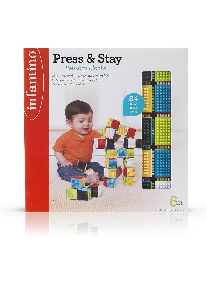 Infantino Multi-Color Press & Stay Sensory Blocks Toy