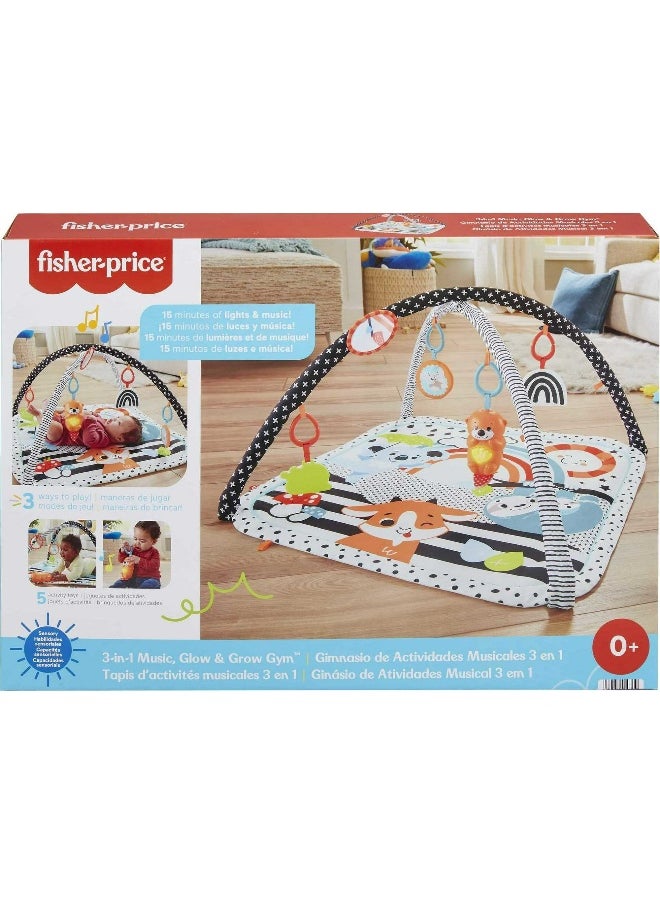 Fisher-Price 3-in-1 Music Glow and Grow Gym Infant Activity Playmat